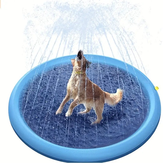 Splash Pad for Kids & Dogs 66" Thickened Durable Pet Dog Bath Pool Summer Outdoor Water Toys Sprinklers Splash Play Mat