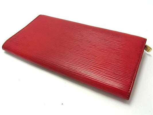 LOUIS VUITTON Epi Porte Monnaie Credit Bi-fold Long Wallet Castilian Red