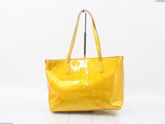 MCM Yellow Vernis Handbag Gold Hardware Tote Bag w/COA