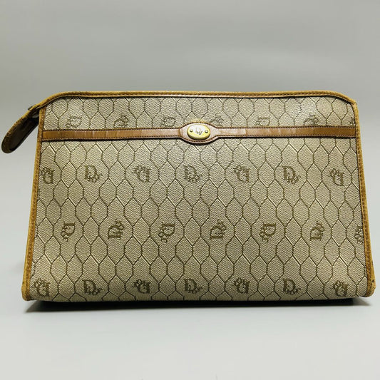 Christian Dior Honeycomb Clutch | PVC & Leather | Beige | Women's