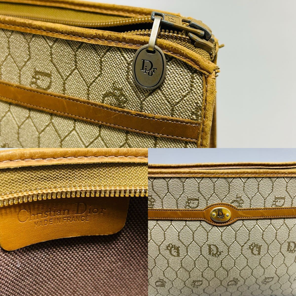 Christian Dior Honeycomb Clutch | PVC & Leather | Beige | Women's