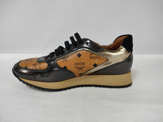 MCM Terrain Low-Top Sneakers in Cognac Visetos Monogram Sz 36