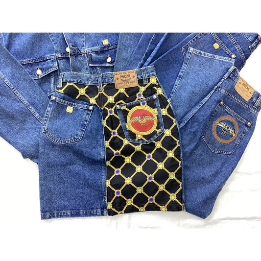 MCM Denim Women (1 Denim Jacket (S), 2 Pants (27), 1 Skirt (M)) 4-Piece Set