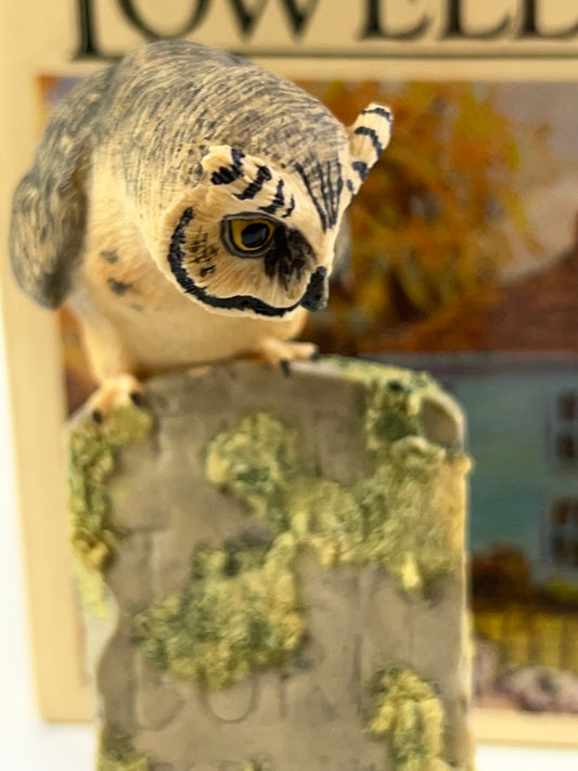 Lowell Davis "Happy Hunting Grounds " Figurine Owl On Grave Stone Schmid 225-330 #1029