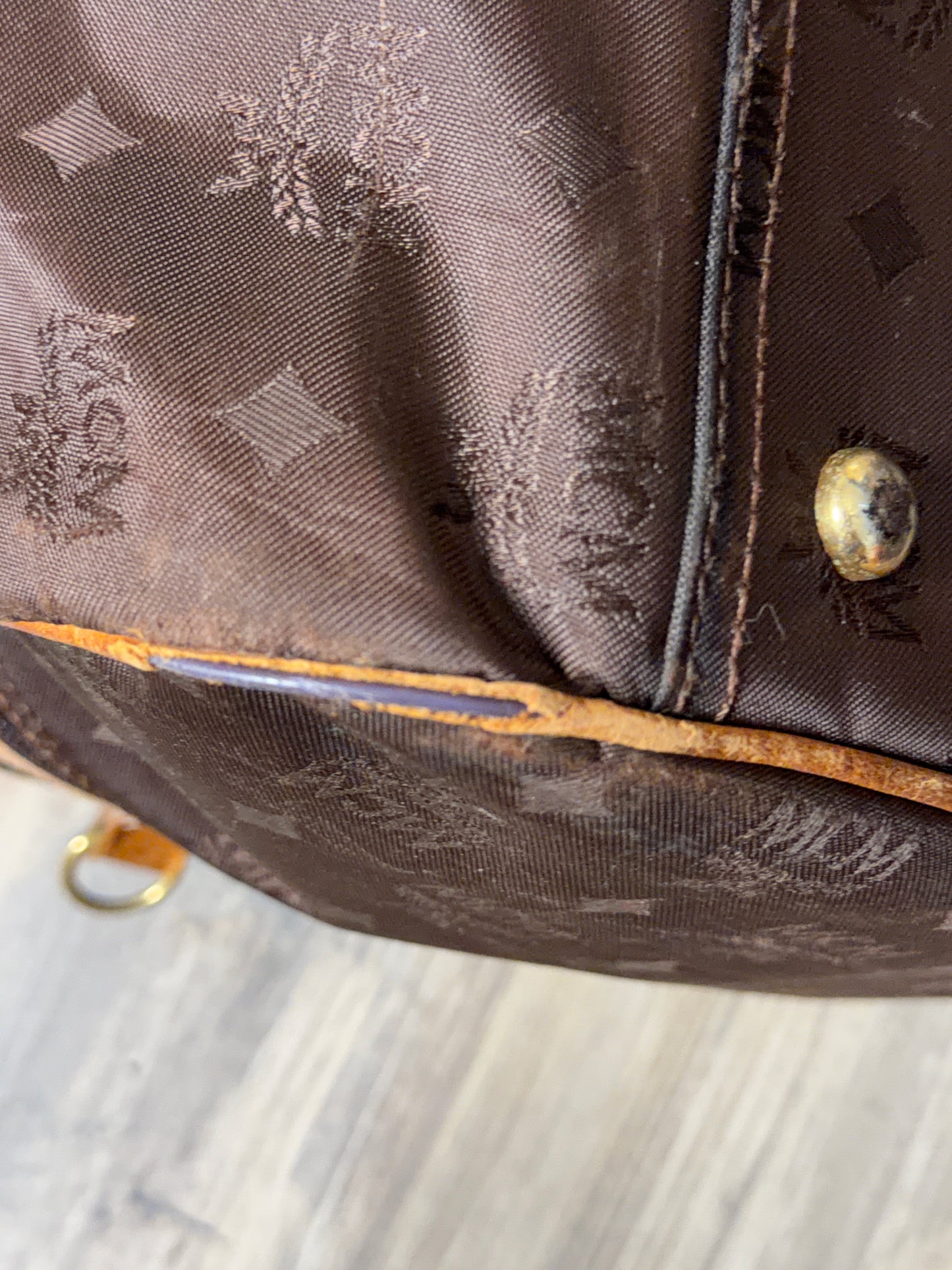 MCM Munchen Brown Canvas Leather Large Duffle Weekender Travel Bag