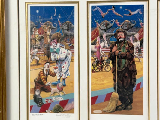 Emmett Kelly in the spotlight Commemorative Signed Edition Tryptich 21x24in 8329