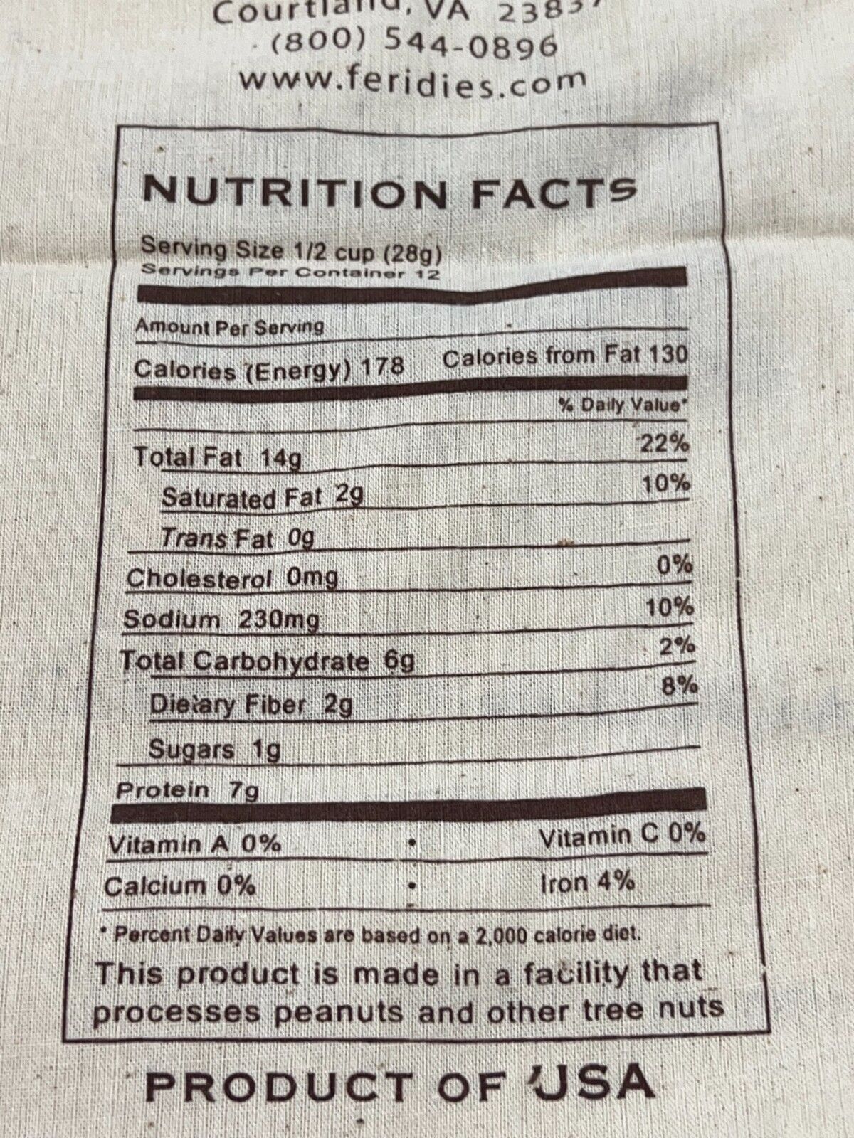 Feridies Virginia Peanuts 12oz Burlap Bags Since 1973 Salted in the Shell