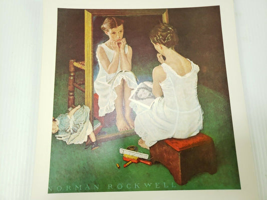 Vintage Norman Rockwell Girl au miroir peinture impression Art 1959 11 x 14