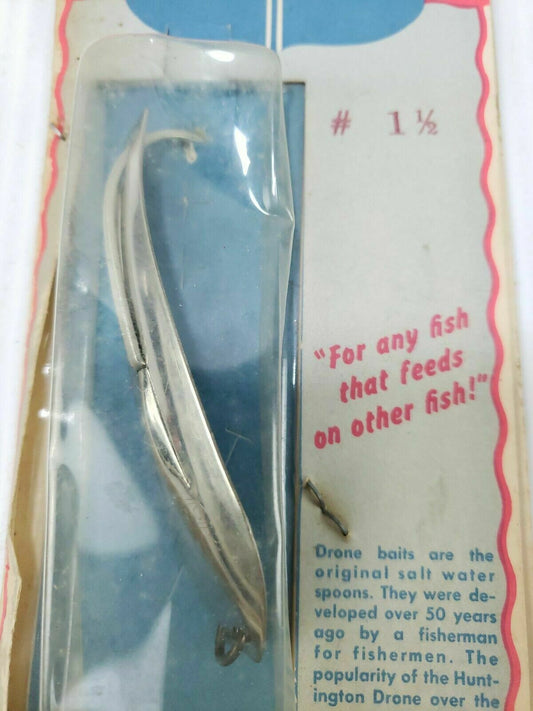 Vintage LB Huntington Drone Bait No.1 1/2 Métal Cuillère NIP 4in (Rare)