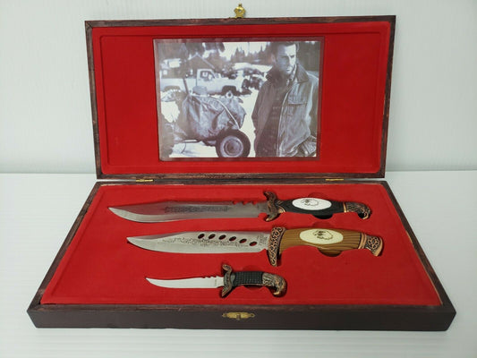3 knife gift set in wood case fixed Blade made in china