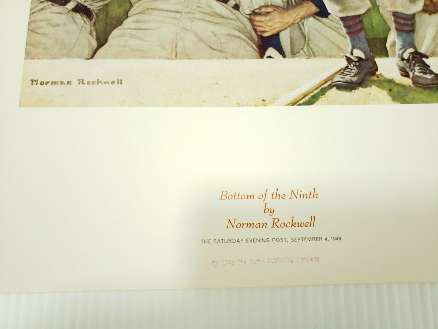 Vintage Norman Rockwell Baseball Prints 'Stealing Home' & 'Bottom of the Ninth'