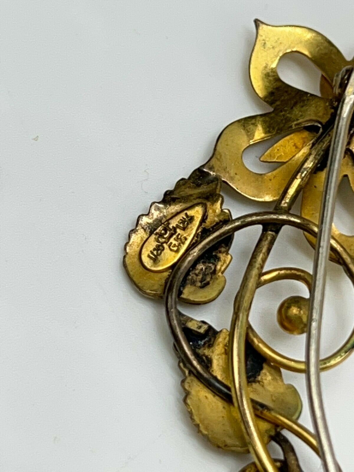 Bijoux vintage 1/20 12k GF fleur/feuille broche broche.