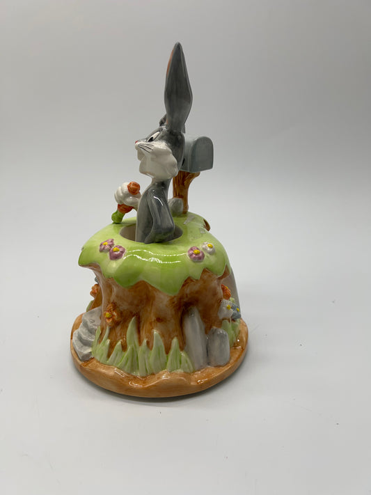 Looney Tunes Bugs Bunny Porcelain Music Box Plays Brahms Lullaby Go To Sleep