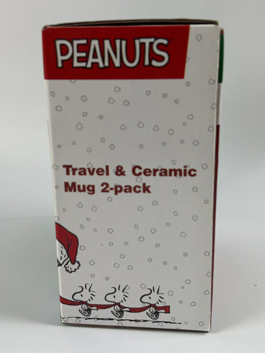 PEANUTS Snoopy Charlie Brown Christmas Travel & Ceramic Mug 2-pack Boxed Set