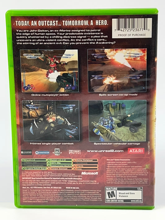 Unreal 2 II: The Awakening Original Xbox (Microsoft Xbox, 2004) Disque et étui uniquement