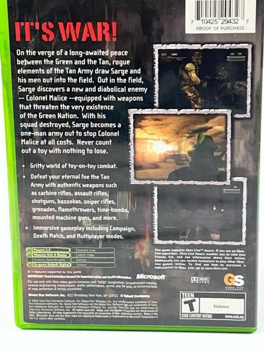 Army Men: Sarge's War (Microsoft Xbox, 2004) Disc & Case Only