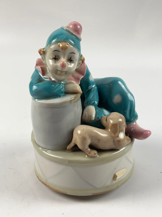 Vtg Summit Collection Exclusive Porcelain Music Box Hand-Painted Clown & Dog