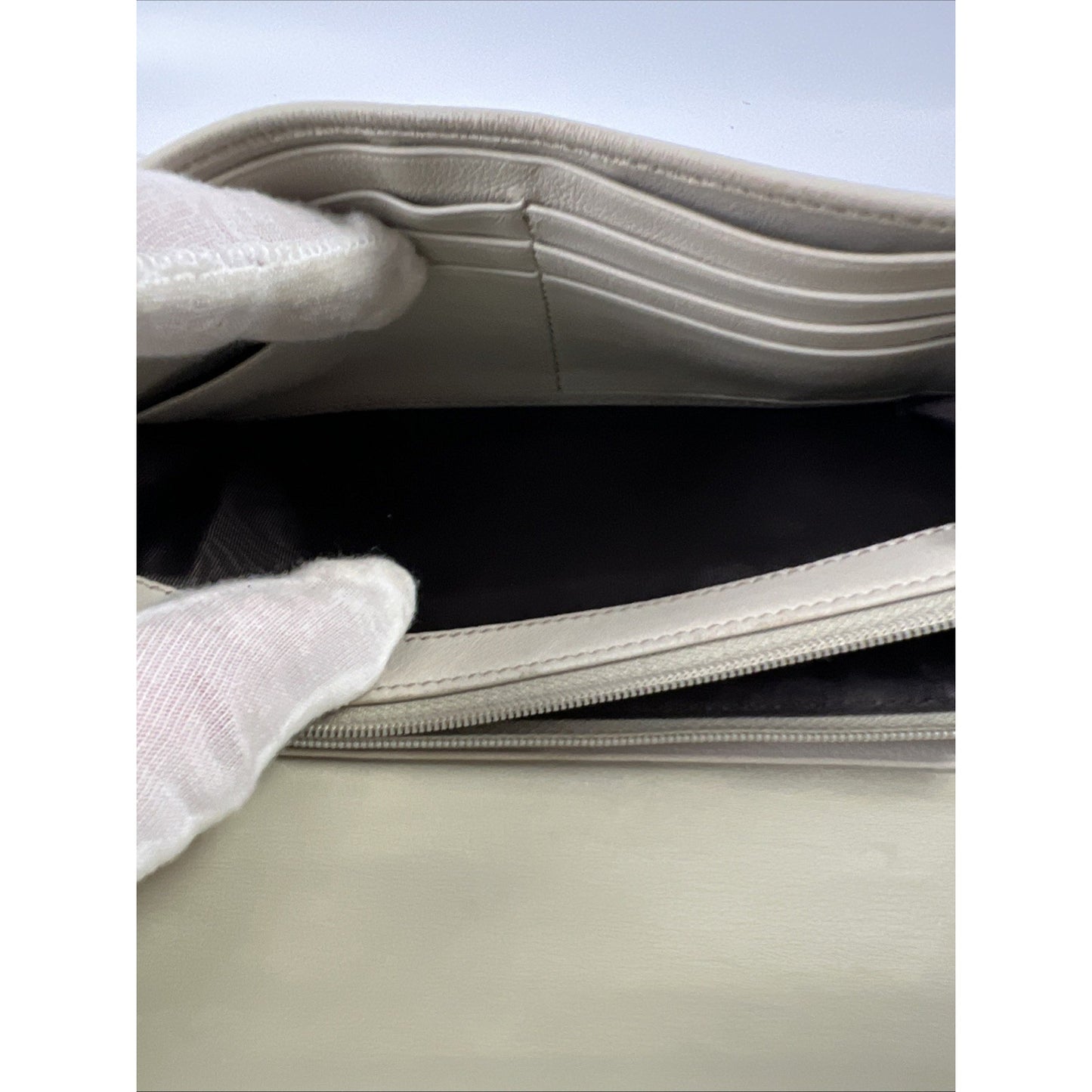 Gucci Long Wallet Men Beige Leather Micro Guccishima