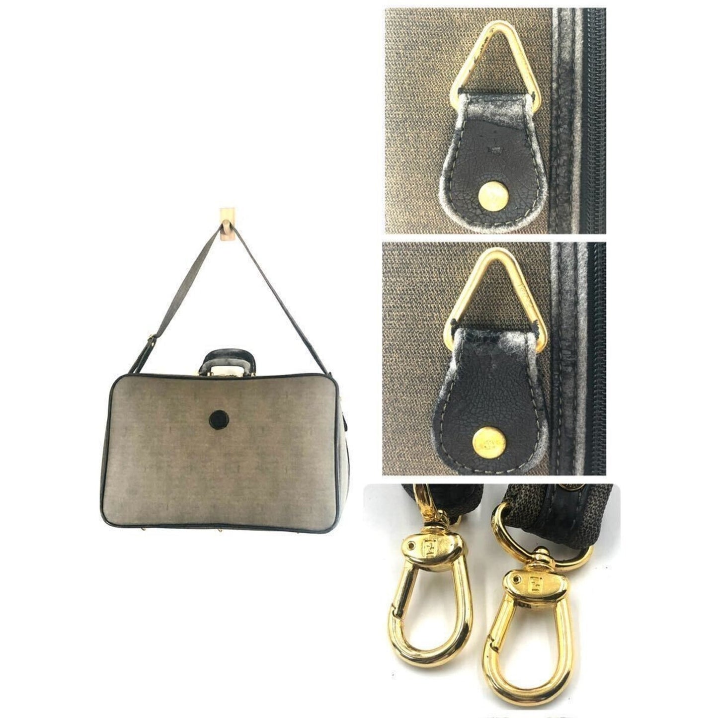 FENDI 2-way Large Capacity Trunk, Coated Canvas, Shoulder Strap, Bottom Studs