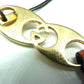 GUCCI Interlocking G Leather Strap Keychain Accessory, Gold Tone x Orange Tone