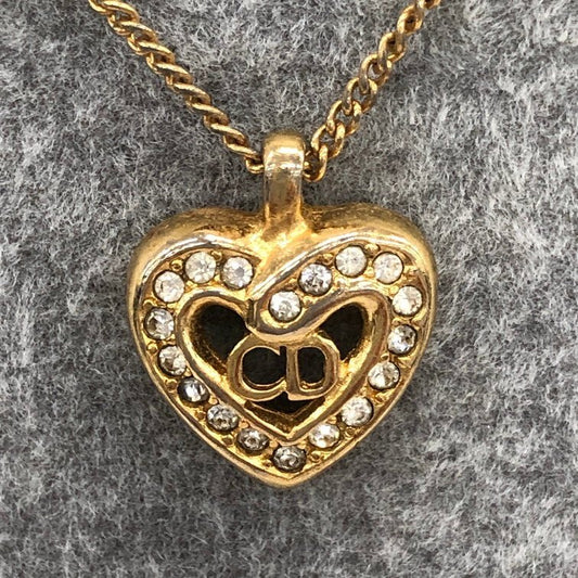 DIOR necklace with CD logo and heart motif Gold Plated 15in