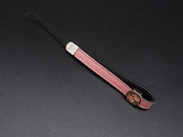 GUCCI Interlocking G Leather Strap Keychain for Women, Pink