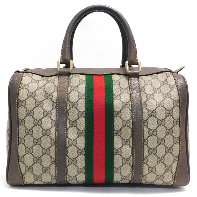 GUCCI Old Gucci Boston Bag Handbag Sherry Line GG Pattern 002・606・39