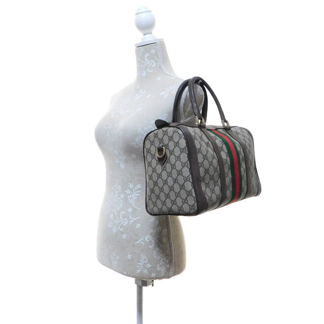 GUCCI Old Gucci Boston Bag Handbag Sherry Line GG Pattern 002・606・39