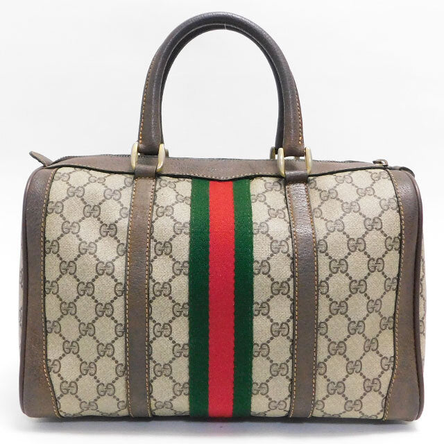 GUCCI Old Gucci Boston Bag Handbag Sherry Line GG Pattern 002・606・39