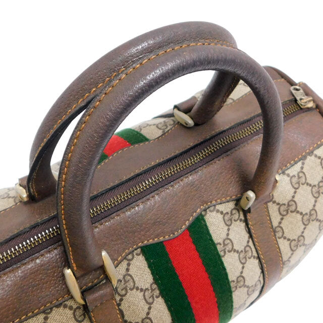 GUCCI Old Gucci Boston Bag Handbag Sherry Line GG Pattern 002・606・39