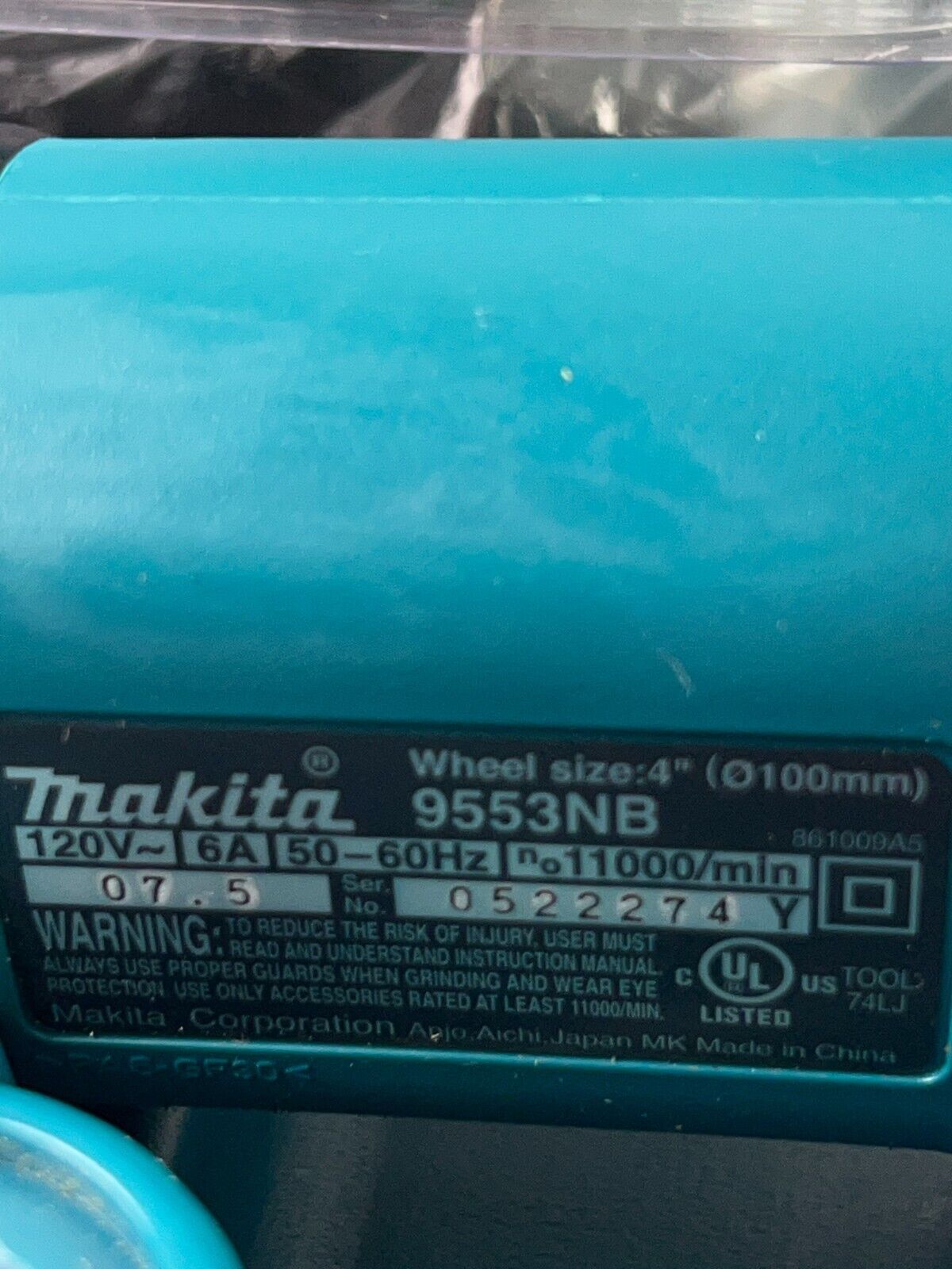 Makita 9553NBKX 4" Angle Grinder w Hard Case & Extras