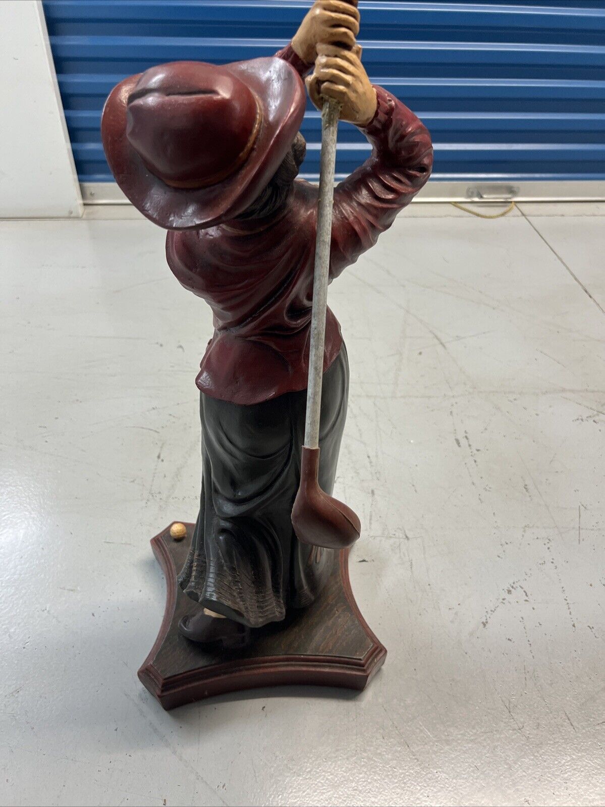 Vintage Women golfer wooden statue Approx 28in