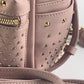 MCM Visetos Mini Backpack Studs Pink Nylon Leather Metal