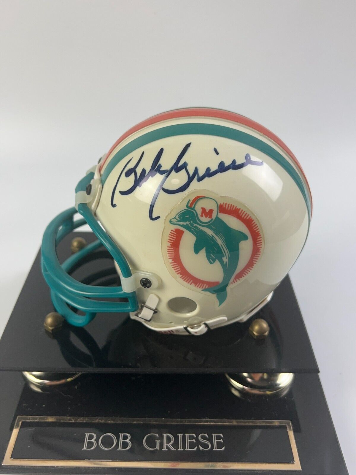 Bob Griese Miami Dolphins Autographed 1972 Throw Back Mini Helmet