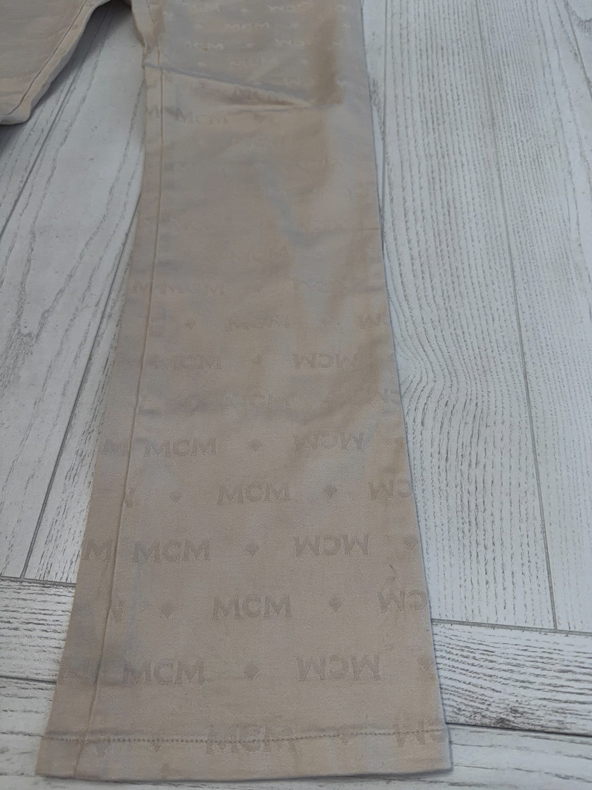 MCM Beige Diamond Logo Pants 27” Waist 31” Inseam  42" Length