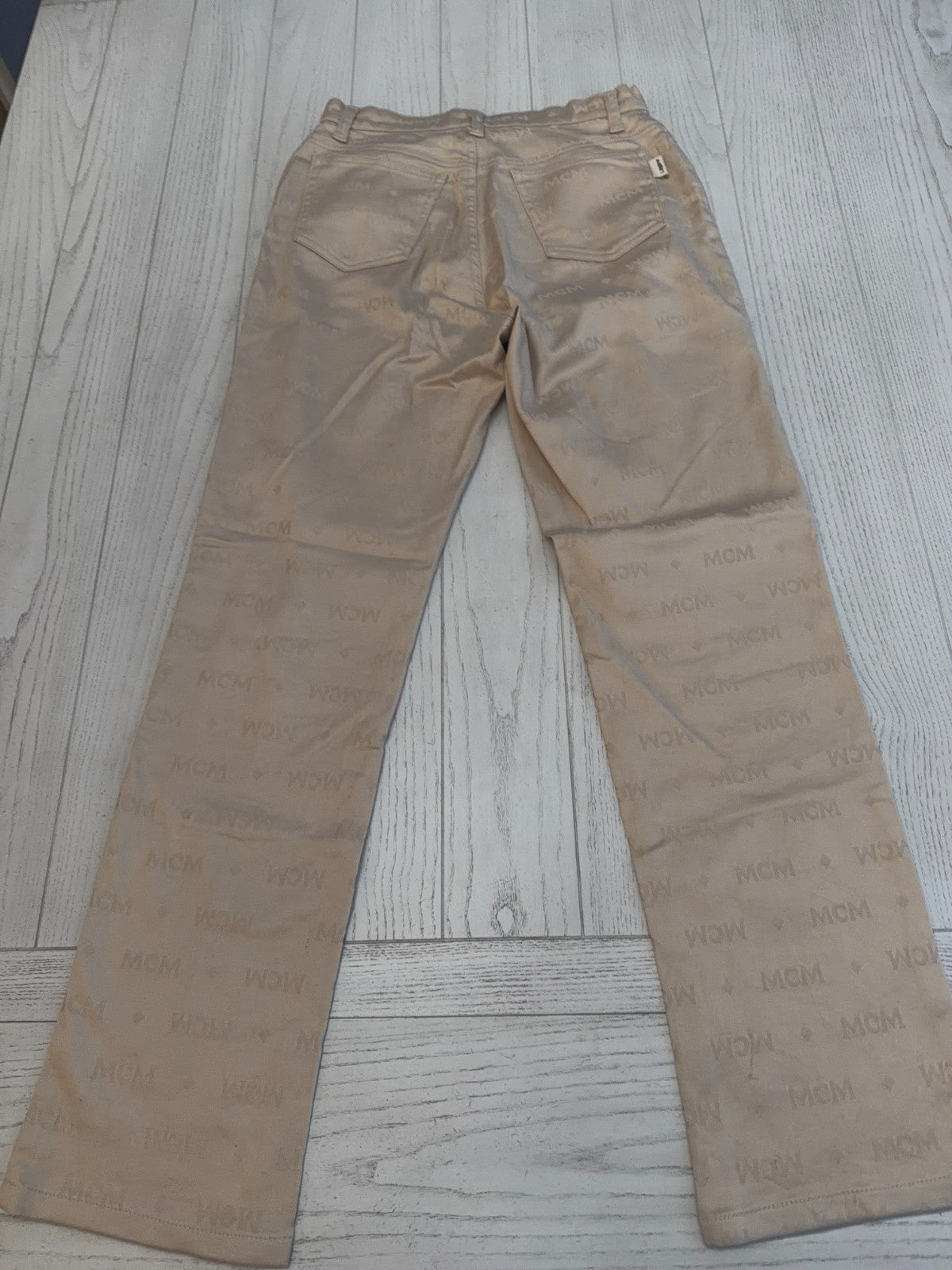 MCM Beige Diamond Logo Pants 28” Waist 28” Inseam  40" Length