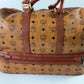 MCM Monogram Cognac Leather Munchen Duffle/Suitcase Bag RARE