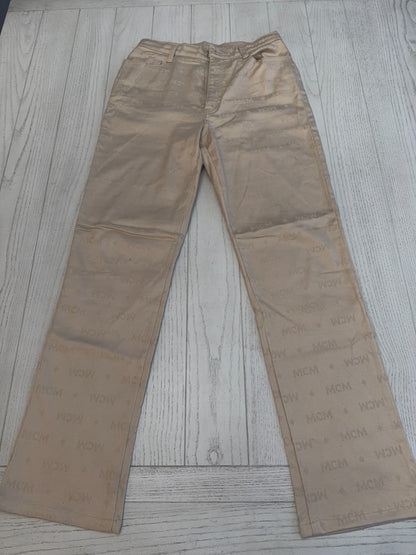 MCM Beige Diamond Logo Pants 28” Waist 28” Inseam  40" Length