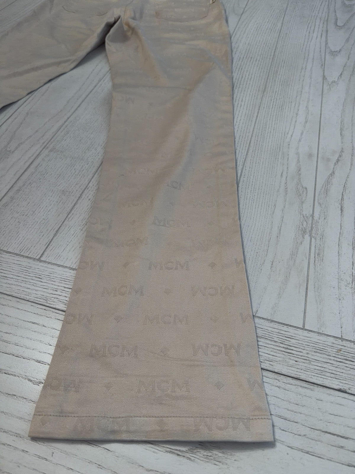 MCM Beige Diamond Logo Pants 27” Waist 31” Inseam  42" Length