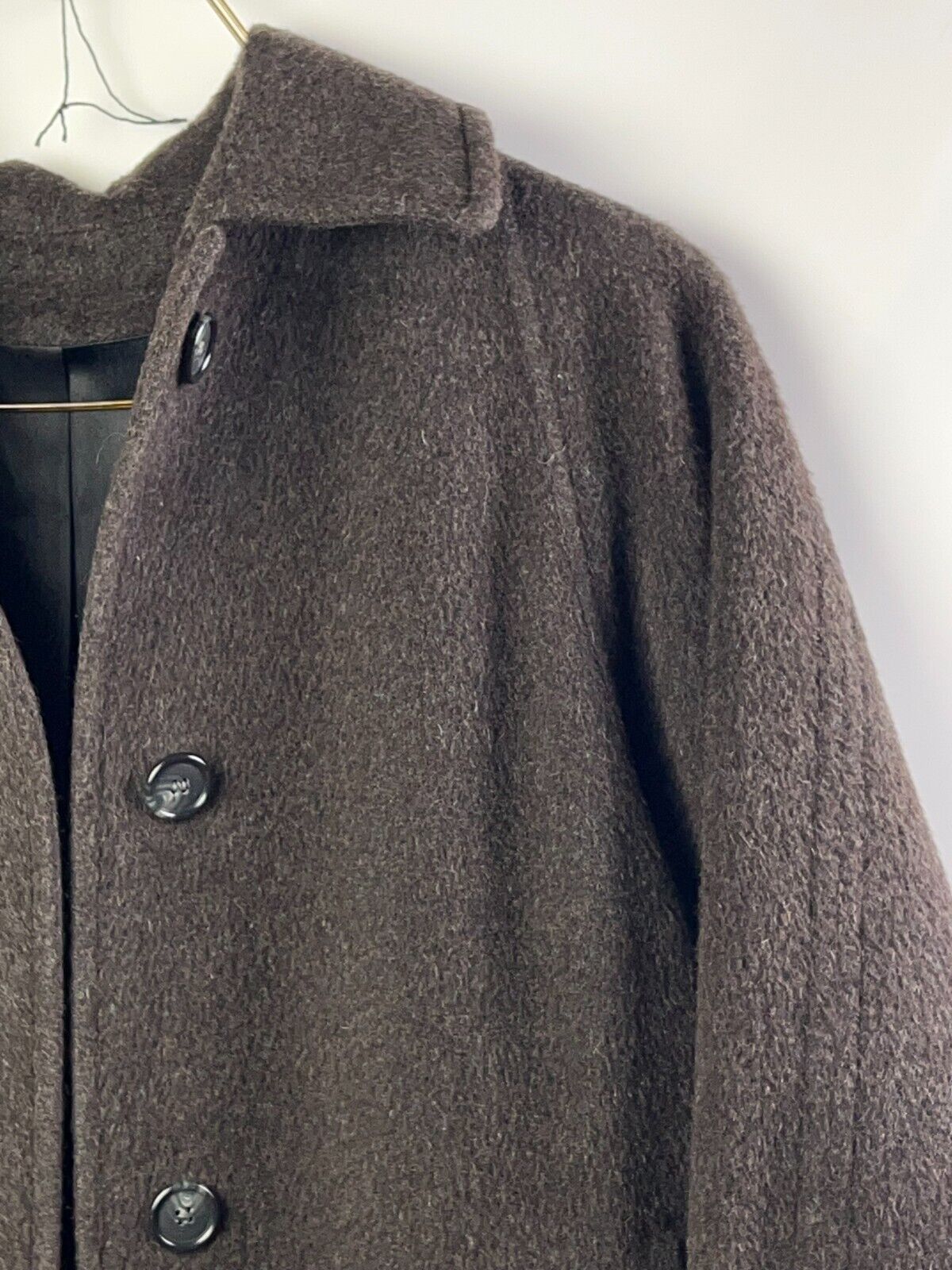 REGENCY Alpaca Dark Brown Alpaca & Wool Long Coat Overcoat USA