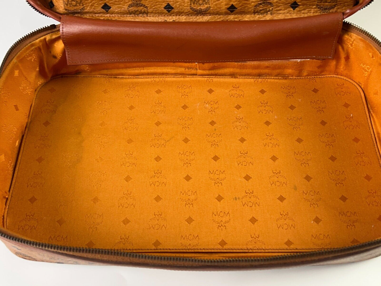 MCM Monogram Cognac Leather Munchen Duffle/Suitcase Bag RARE