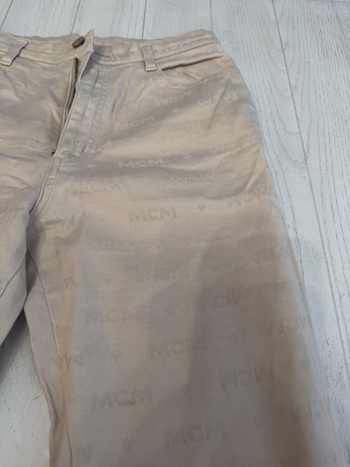 MCM Beige Diamond Logo Pants 27” Waist 31” Inseam  42" Length