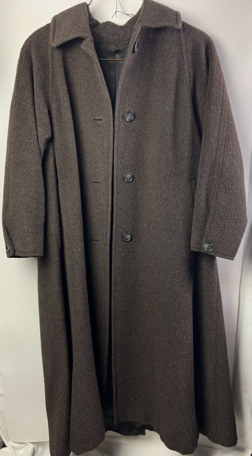 REGENCY Alpaca Dark Brown Alpaca & Wool Long Coat Overcoat USA