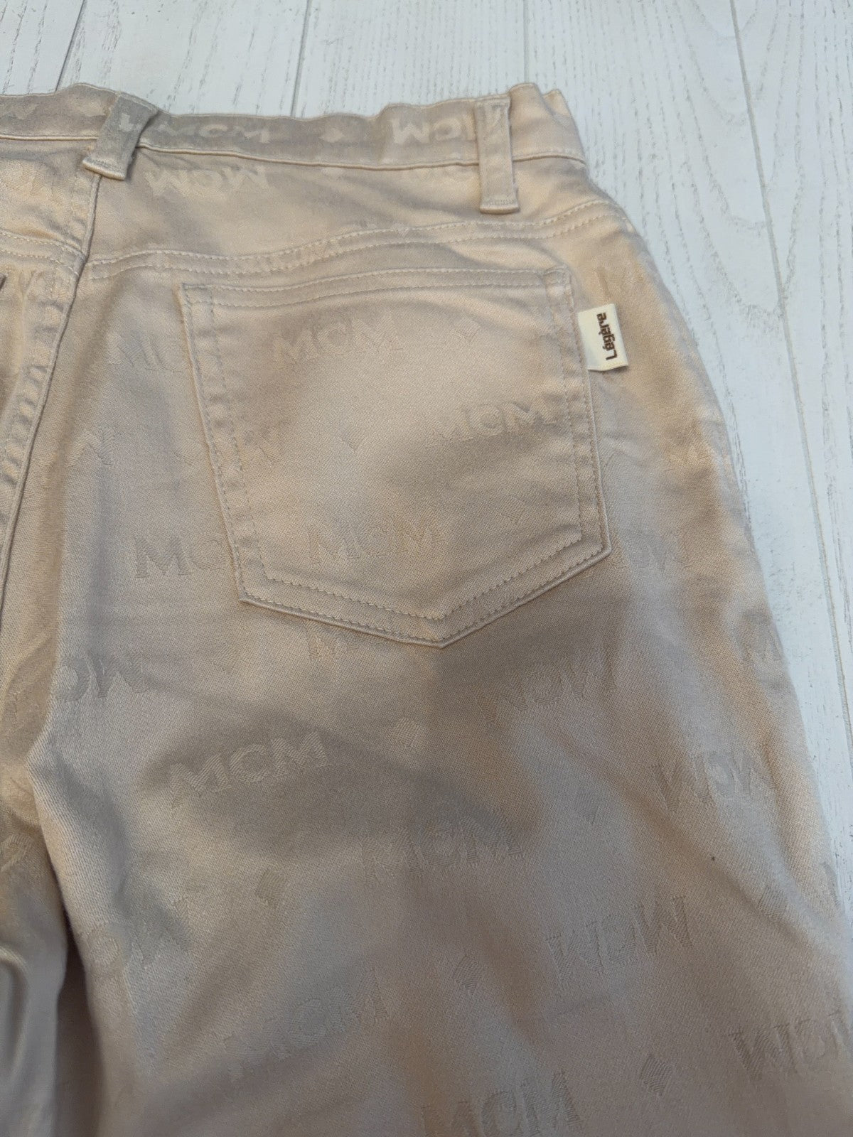 MCM Beige Diamond Logo Pants 28” Waist 28” Inseam  40" Length