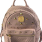 MCM Visetos Mini Backpack Studs Pink Nylon Leather Metal