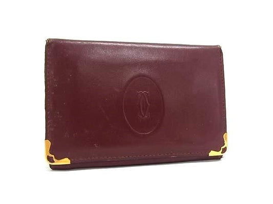 Cartier Must Line Leather Card Case, Card Holder, Business Card Holder, Pass Cas