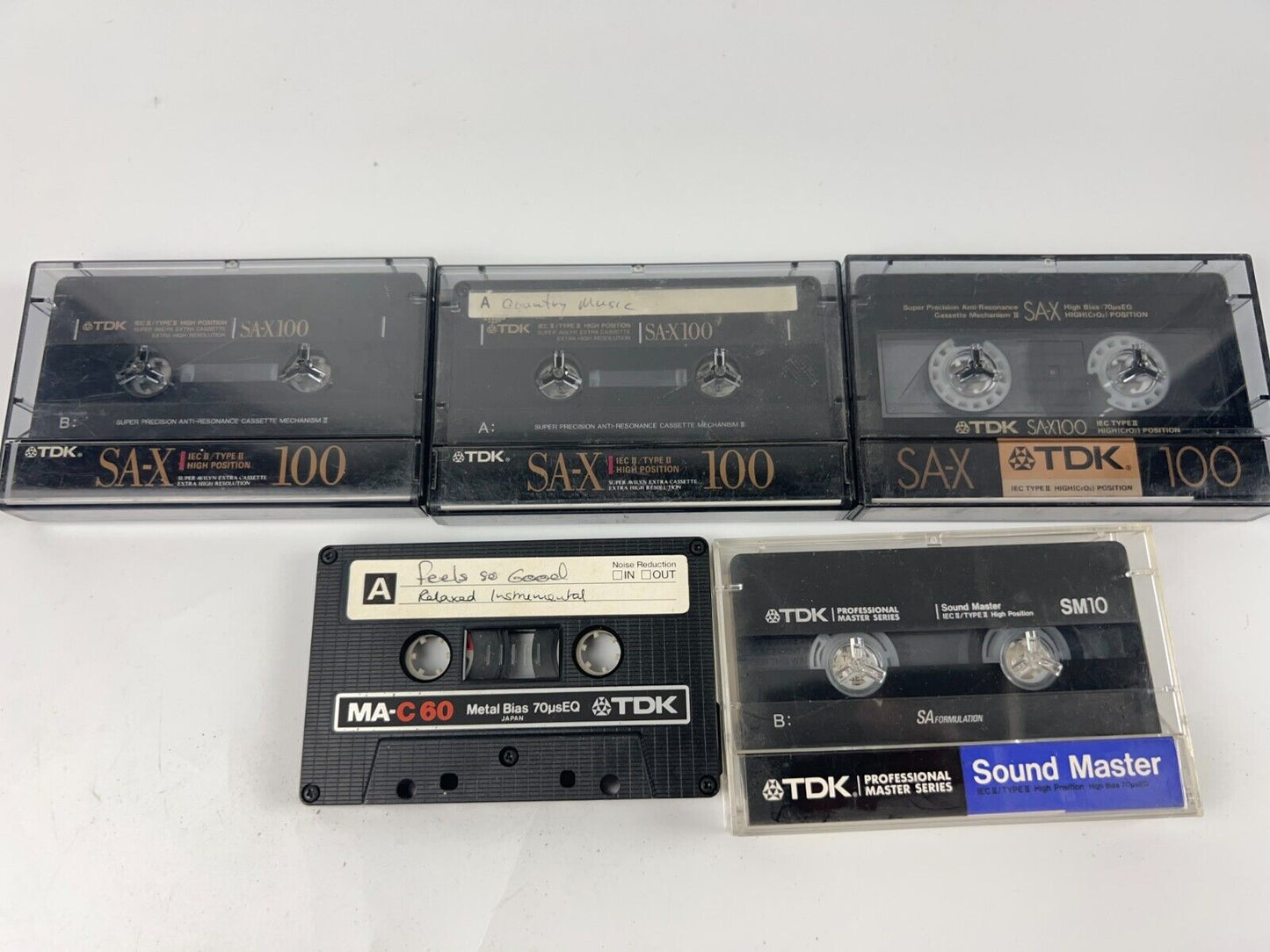 TDK 5 Cassette Tapes Sold As Blanks 3- SA-X100  1- SM10 1- MA-C 60