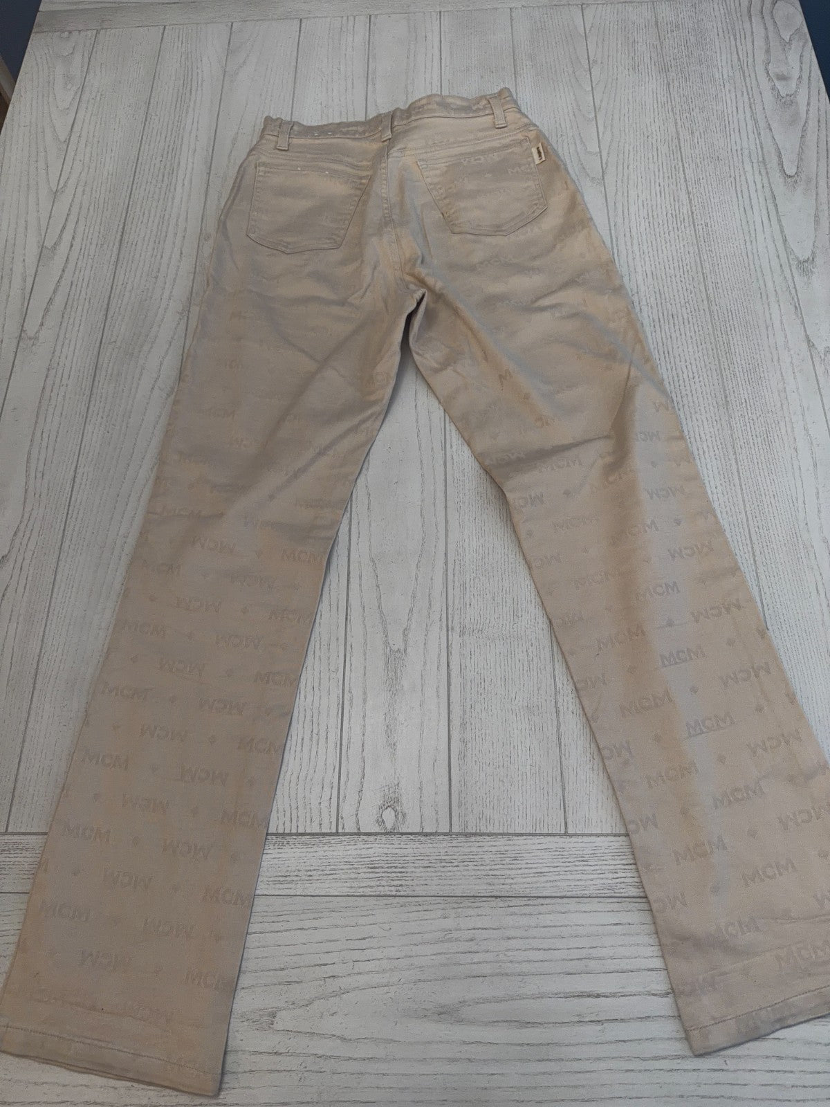 MCM Beige Diamond Logo Pants 27” Waist 31” Inseam  42" Length