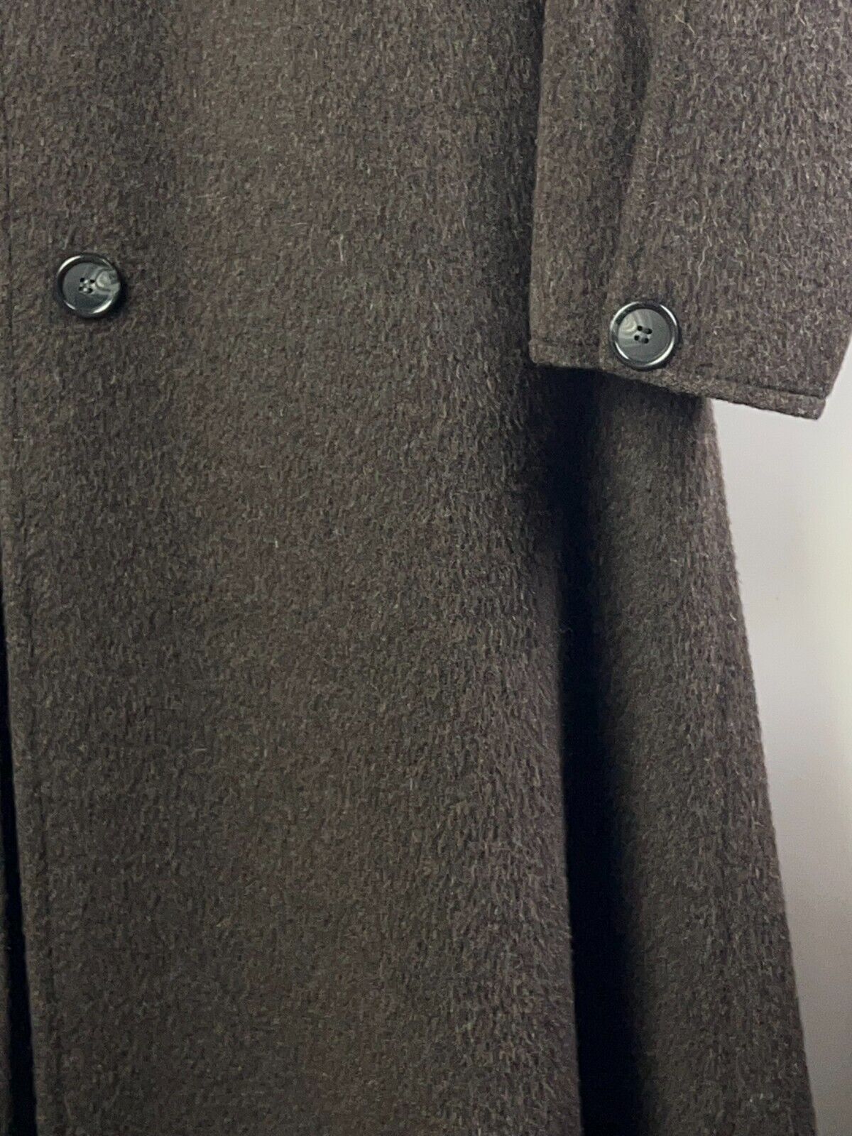 REGENCY Alpaca Dark Brown Alpaca & Wool Long Coat Overcoat USA