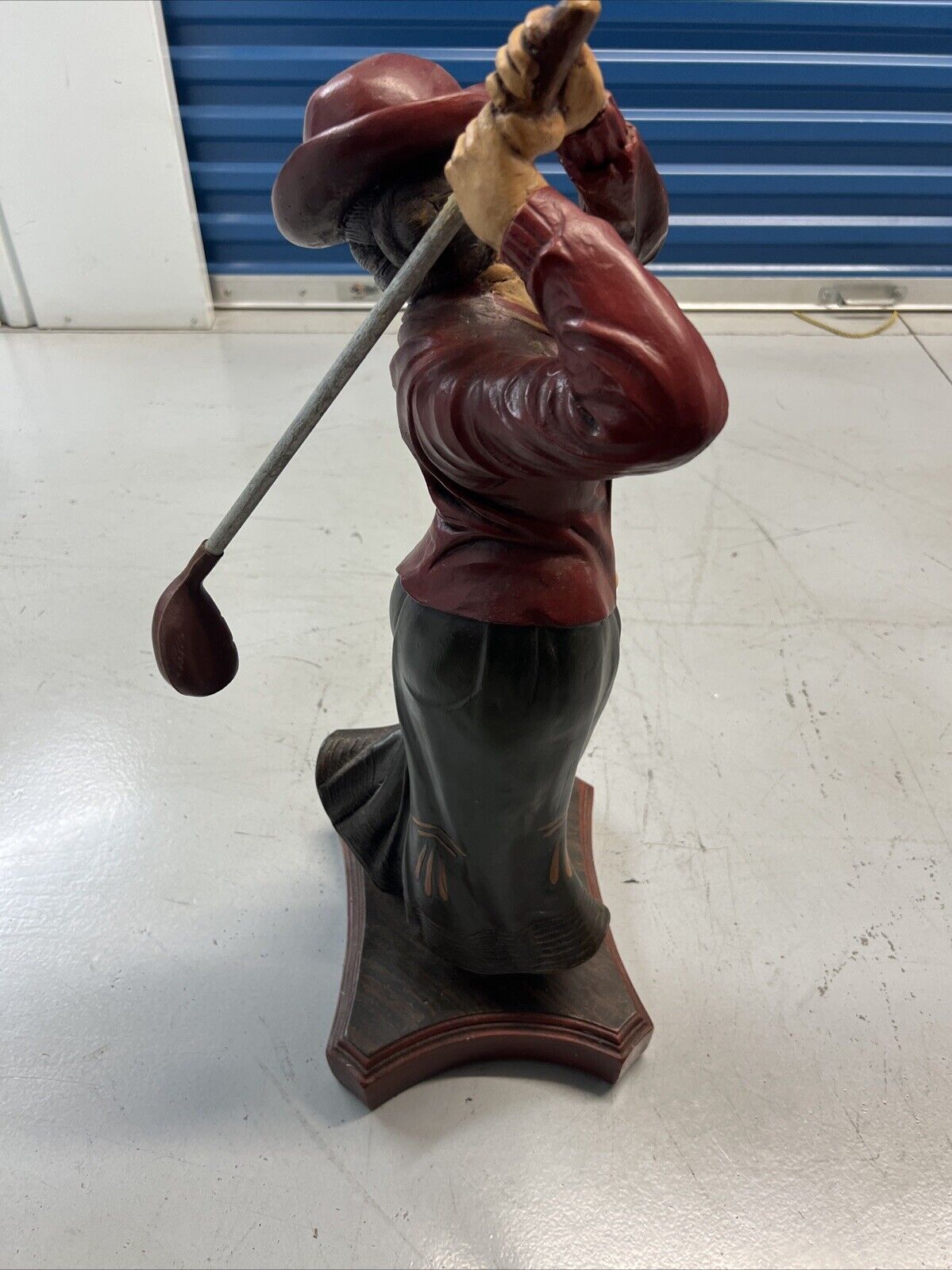 Vintage Women golfer wooden statue Approx 28in